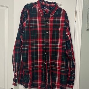 Mens CHAPS dress shirt. Red, black, green, white. Never worn